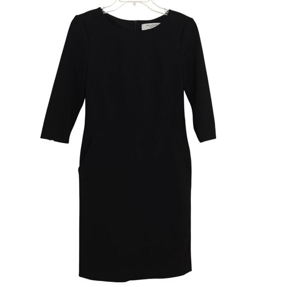 MM Lafleur Etsuko Dress Size 0 Black WonderTex Stretch Pockets 3/4 Sleeve Career - Picture 2 of 9